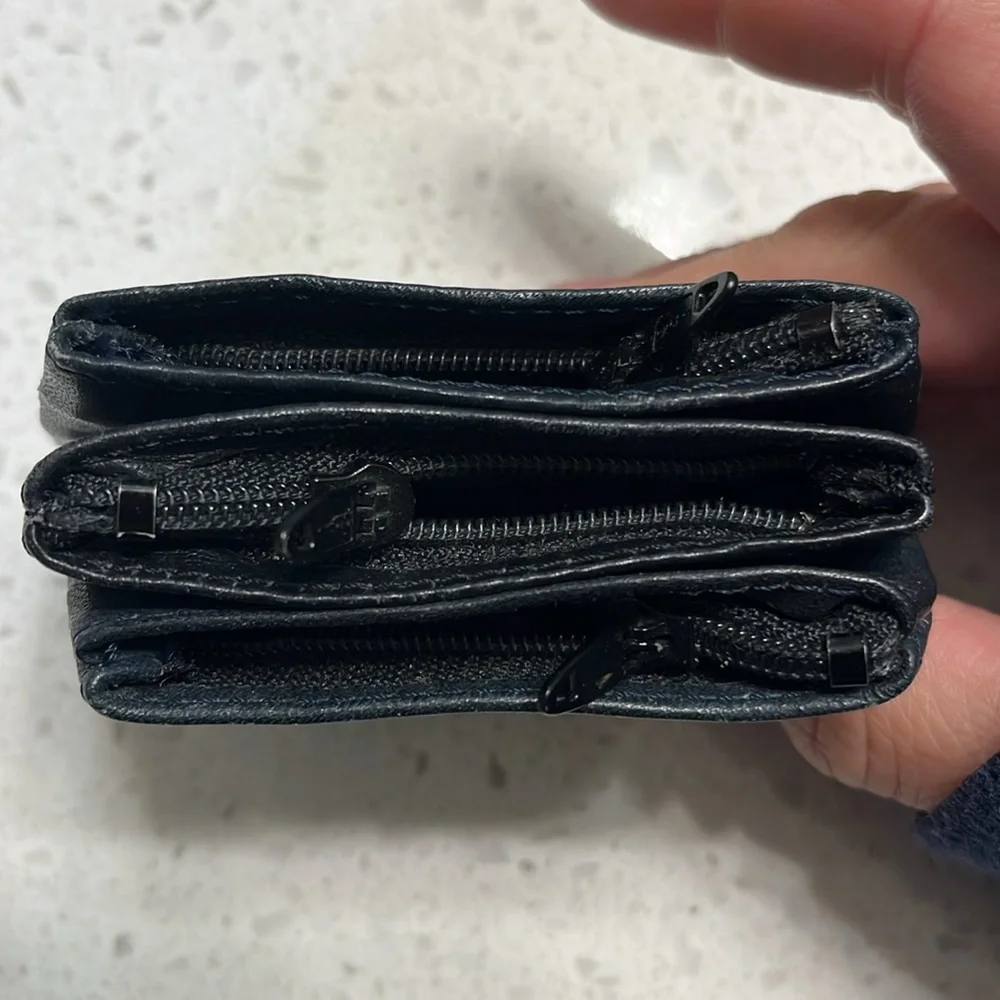 Dior vintage navy 3 zipper coin pouch